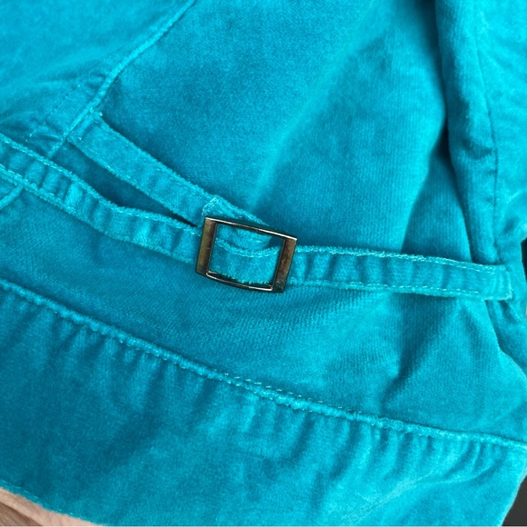 MOTTO turquoise velvet jacket, silver buttons, cuffs, collar, pockets. SzXL - Picture 6 of 15
